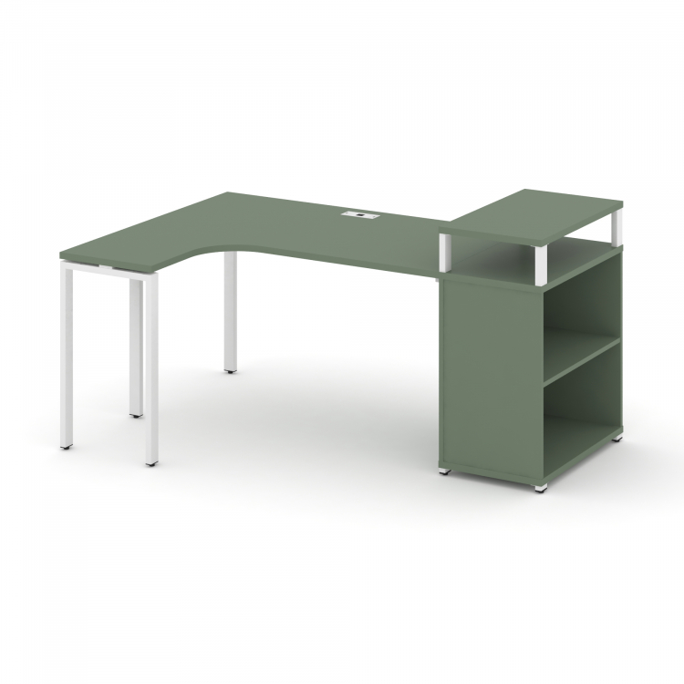 Concept Стол эргономичный с опорным стеллажом с верх. горизонтом CN.SA-204(L) Кобо/Металл Белый 2000