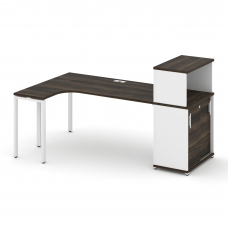 Concept Стол эргономичный с опорным шкафом-купе с надставкой низ. CN.SA-220(L) W Дуб Мали/Белый Бри