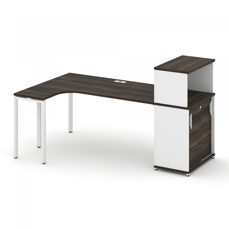 Concept Стол эргономичный с опорным шкафом-купе с надставкой низ. CN.SA-220(L) W Дуб Мали/Белый Бри