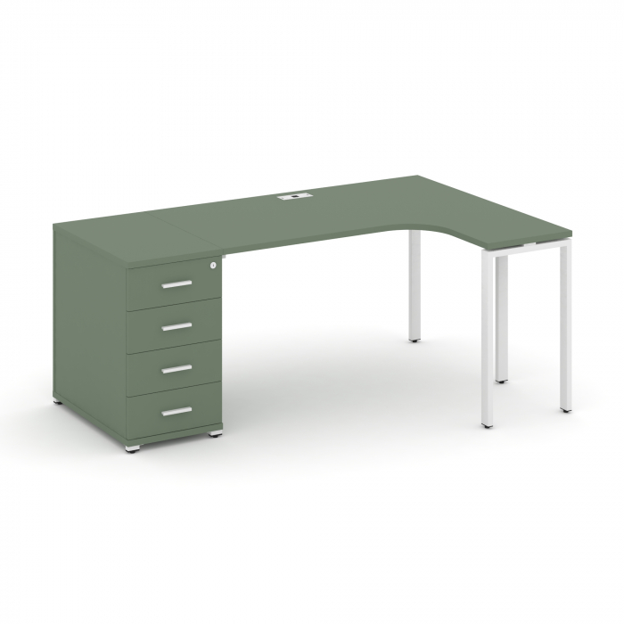 Concept Стол эргономичный CN.SA-402(R) W Кобо/Металл Белый 2000*1180*750