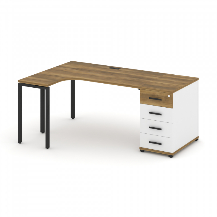 Concept Стол эргономичный CN.SA-401(L) B Сандал Янтарный/Белый Бриллиант/Металл Черный 1800*1180*750