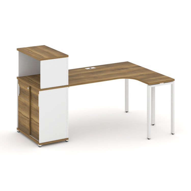 Concept Стол эргономичный с опорным шкафом-купе с надставкой низ. CN.SA-219(R) W Сандал Янтарный/Бе