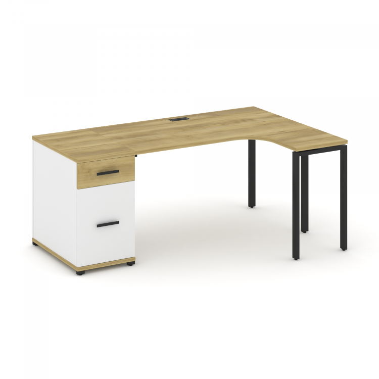 Concept Стол эргономичный CN.SA-403(R) B Дуб Винченцо/Белый Бриллиант/Металл Черный 1800*1180*750
