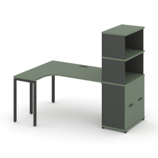 Concept Стол эргономичный с опорным распаш. шкафом с надставкой выс. CN.SA-216(L) A Кобо/Антрацит/М