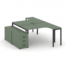 Concept Рабочая станция с двойной опорной тумбой CN.DSA-301 B Кобо/Металл Черный 1380/1746*2400*750