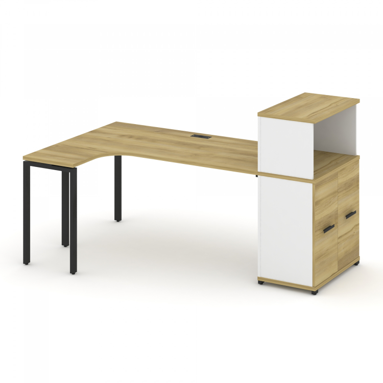 Concept Стол эргономичный с опорным распаш. шкафом с надставкой низ. CN.SA-214(L) B Дуб Винченцо/Бе