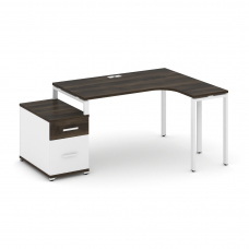 Concept Стол эргономичный с опорной тумбой CN.SA-302(R) W Дуб Мали/Белый Бриллиант/Металл Белый 1380