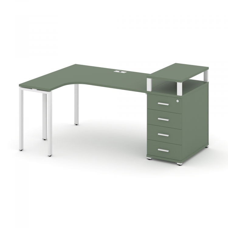 Concept Стол эргономичный CN.SA-406(L) W Кобо/Металл Белый 2000*1180*917