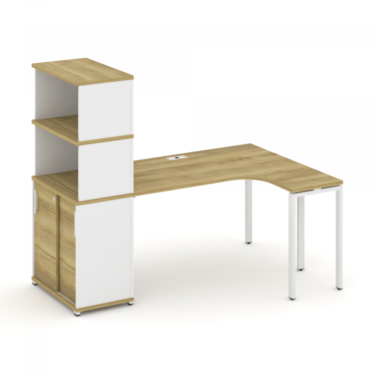 Concept Стол эргономичный с опорным шкафом-купе с надставкой выс. CN.SA-221(R) W Дуб Винченцо/Белый