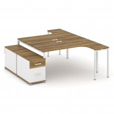 Concept Рабочая станция с двойной опорной тумбой CN.DSA-304 W Сандал Янтарный/Белый Бриллиант/Металл