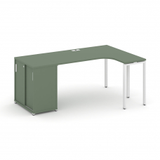 Concept Стол эргономичный с опорным шкафом-купе CN.SA-217(R) W Кобо/Металл Белый 1800*1180*750