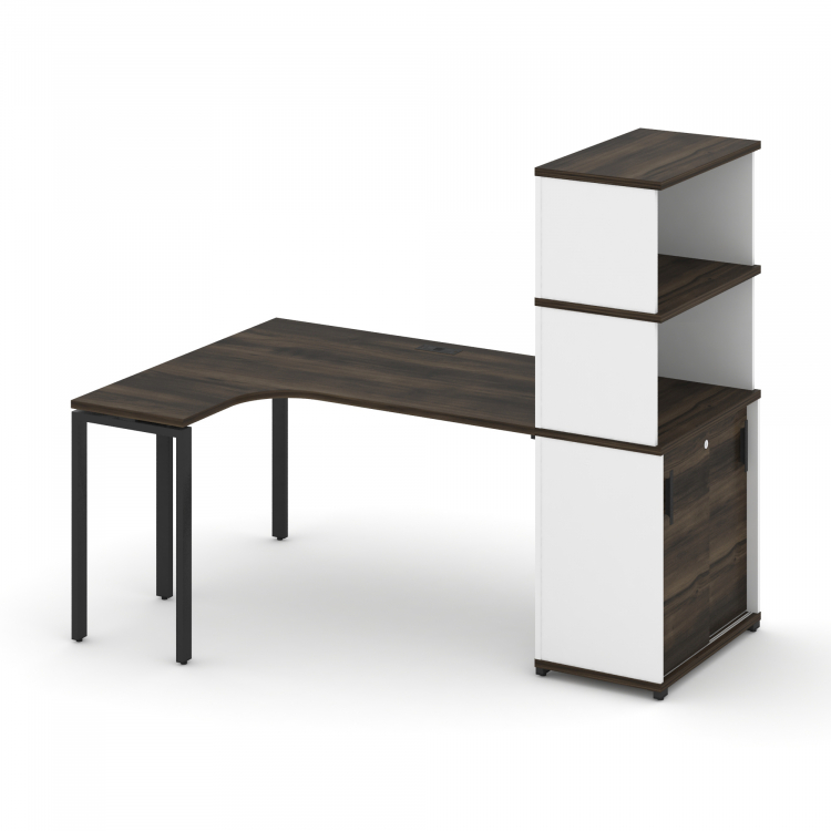 Concept Стол эргономичный с опорным шкафом-купе с надставкой выс. CN.SA-221(L) B Дуб Мали/Белый Бри