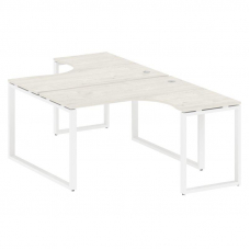 Metal System Рабочая станция криволинейная на О-образном м/к БО.РАС-СА-2.3 Дуб Наварра/Металл Белый