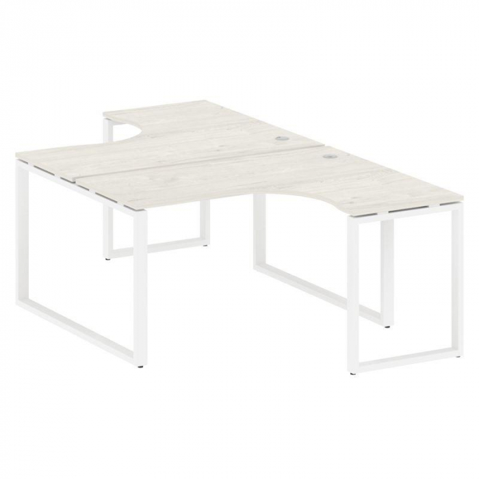 Metal System Рабочая станция криволинейная на О-образном м/к БО.РАС-СА-2.3 Дуб Наварра/Металл Белый