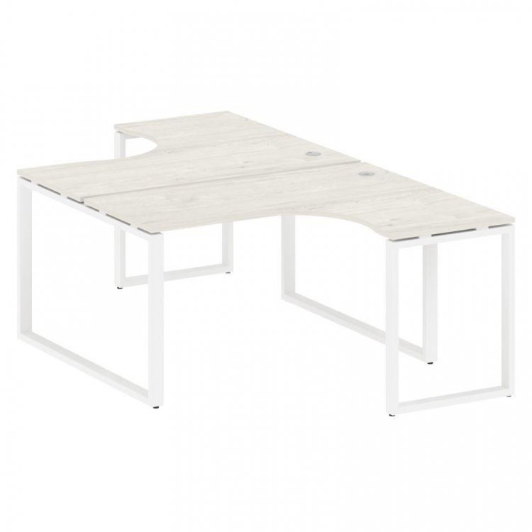 Metal System Рабочая станция криволинейная на О-образном м/к БО.РАС-СА-2.3 Дуб Наварра/Металл Белый