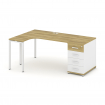 Concept Стол эргономичный CN.SA-401(L) W Дуб Винченцо/Белый Бриллиант/Металл Белый 1800*1180*750