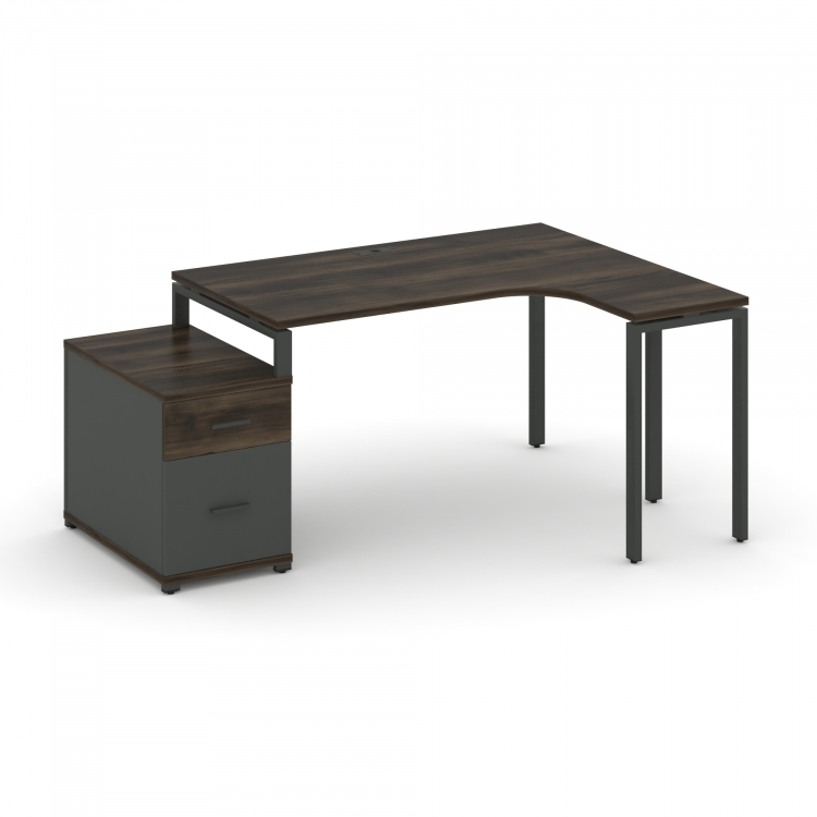 Concept Стол эргономичный с опорной тумбой CN.SA-304(R) A Дуб Мали/Антрацит/Металл Антрацит 1580/194