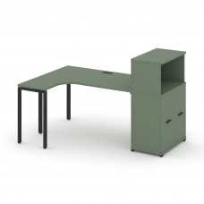 Concept Стол эргономичный с опорным распаш. шкафом с надставкой низ. CN.SA-214(L) B Кобо/Металл Чер