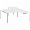 Metal System Quattro Рабочая станция криволинейная на П-образном м/к 40БП.РАС-СА-2.4 Белый/Металл Се