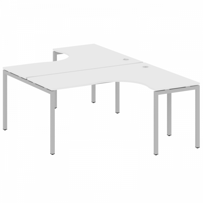 Metal System Quattro Рабочая станция криволинейная на П-образном м/к 40БП.РАС-СА-2.4 Белый/Металл Се