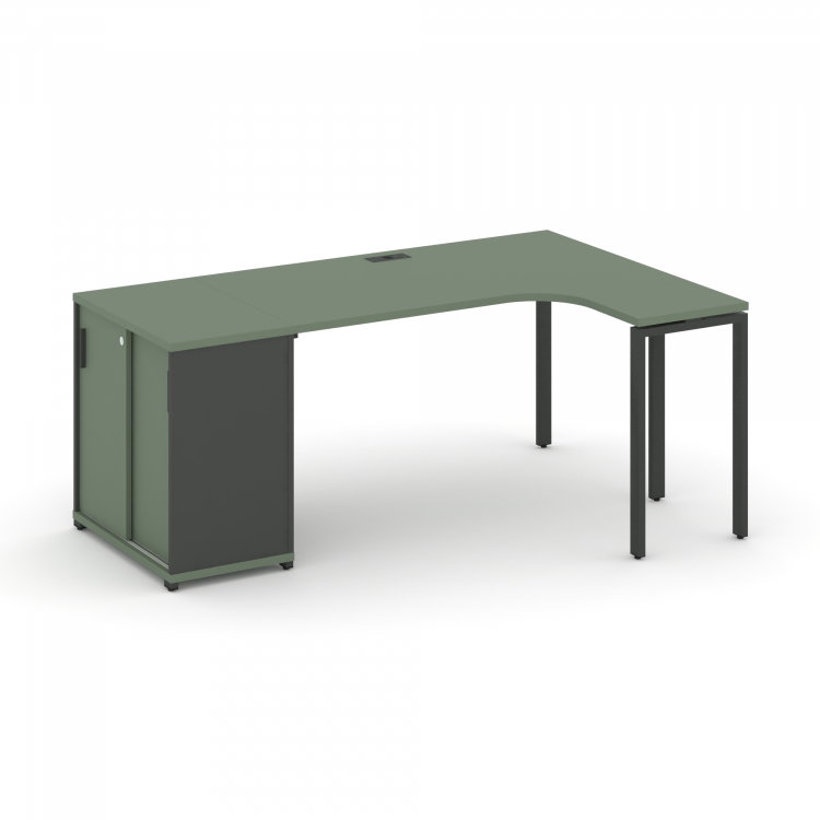 Concept Стол эргономичный с опорным шкафом-купе CN.SA-218(R) A Кобо/Антрацит/Металл Антрацит 2000*1