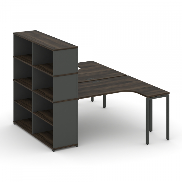 Concept Рабочая станция с опорным стеллажом с надставкой выс. CN.DSA-208 Дуб Мали/Антрацит/Металл Ан