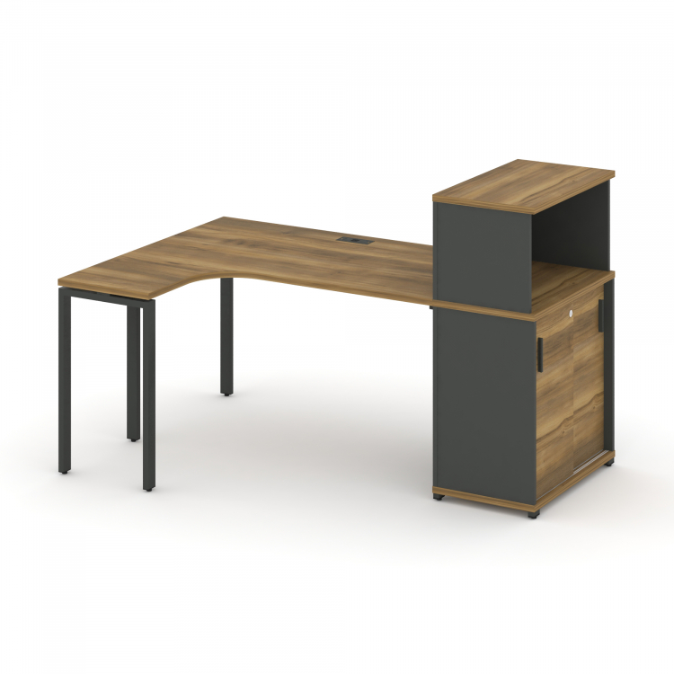 Concept Стол эргономичный с опорным шкафом-купе с надставкой низ. CN.SA-220(L) A Сандал Янтарный/Ан