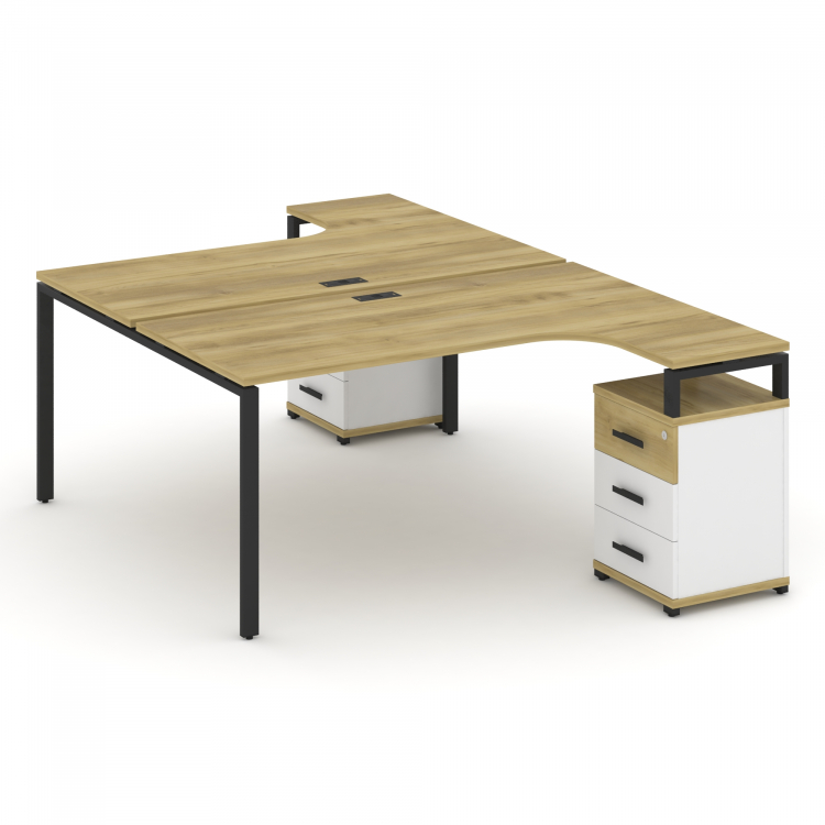 Concept Рабочая станция с 2 опорными тумбами CN.DSA-306 B Дуб Винченцо/Белый Бриллиант/Металл Черный