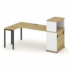 Concept Стол эргономичный с опорным шкафом-купе с надставкой низ. CN.SA-220(L) B Дуб Винченцо/Белый