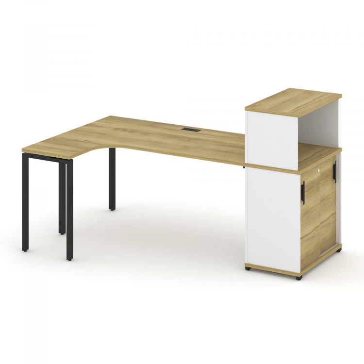 Concept Стол эргономичный с опорным шкафом-купе с надставкой низ. CN.SA-220(L) B Дуб Винченцо/Белый