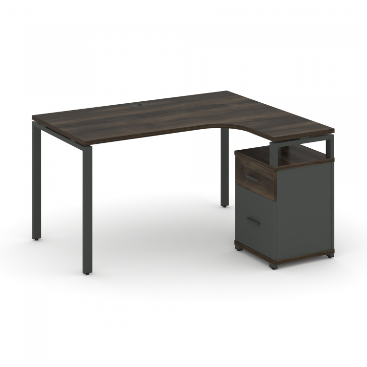 Concept Стол эргономичный с опорной тумбой CN.SA-308(R) A Дуб Мали/Антрацит/Металл Антрацит 1580*118