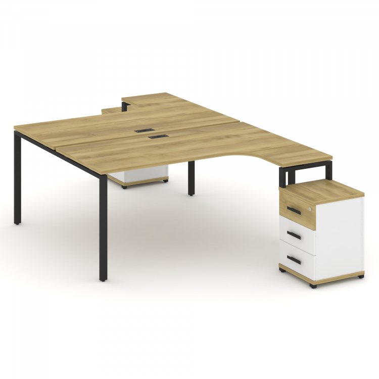 Concept Рабочая станция с 2 опорными тумбами CN.DSA-306 B Дуб Винченцо/Белый Бриллиант/Металл Черный