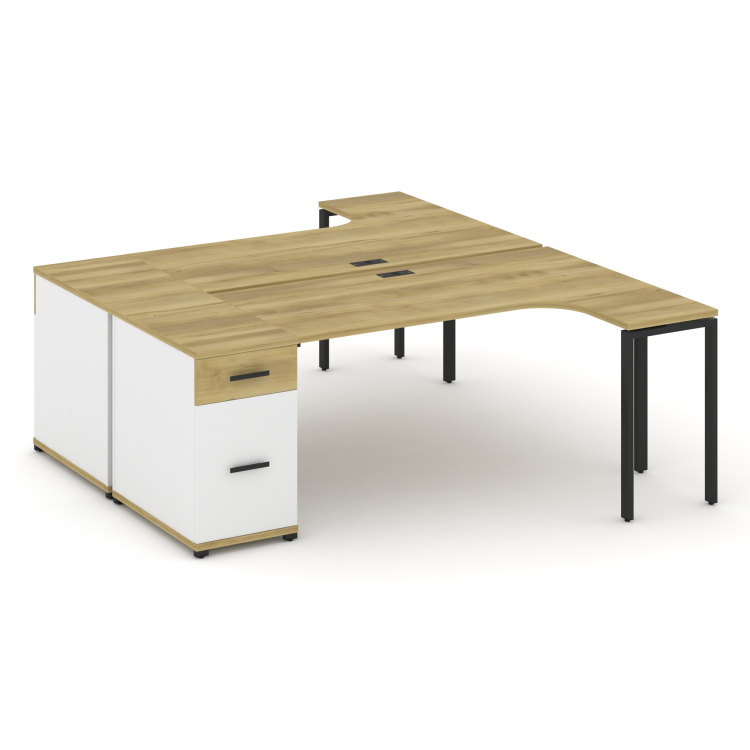 Concept Рабочая станция CN.DSA-404 B Дуб Винченцо/Белый Бриллиант/Металл Черный 2000*1180*750