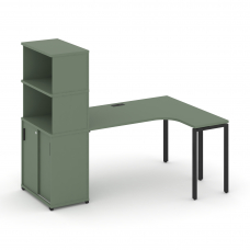 Concept Стол эргономичный с опорным шкафом-купе с надставкой выс. CN.SA-222(R) B Кобо/Металл Черный