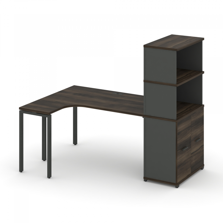 Concept Стол эргономичный с опорным распаш. шкафом с надставкой выс. CN.SA-216(L) A Дуб Мали/Антрац