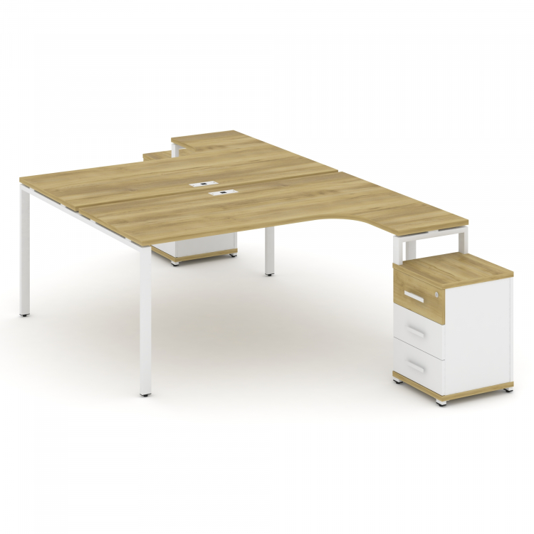 Concept Рабочая станция с 2 опорными тумбами CN.DSA-306 W Дуб Винченцо/Белый Бриллиант/Металл Белый