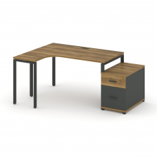 Concept Стол эргономичный с опорной тумбой CN.SA-302(L) A Сандал Янтарный/Антрацит/Металл Антрацит 1