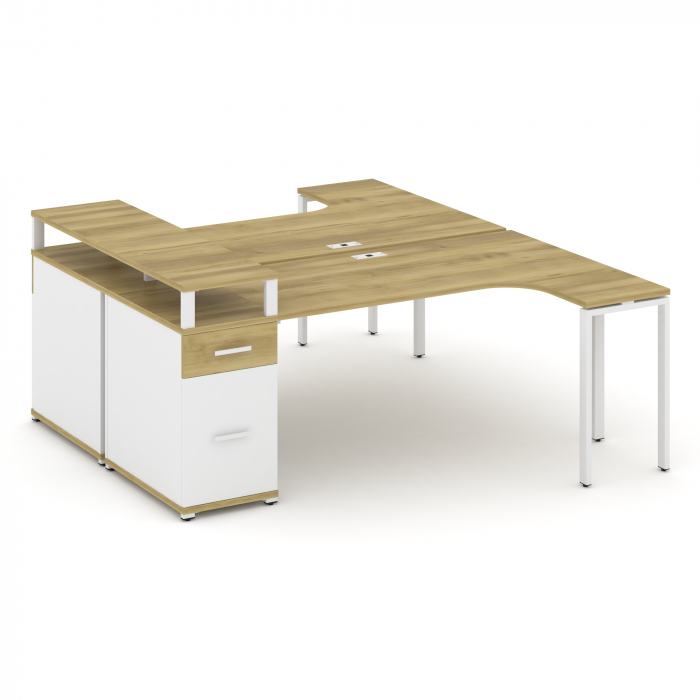 Concept Рабочая станция CN.DSA-408 W Дуб Винченцо/Белый Бриллиант/Металл Белый 2000*1180*917
