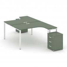 Concept Рабочая станция с 2 опорными тумбами CN.DSA-305 W Кобо/Металл Белый 1380*2400/3532*750