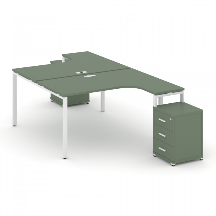 Concept Рабочая станция с 2 опорными тумбами CN.DSA-305 W Кобо/Металл Белый 1380*2400/3532*750