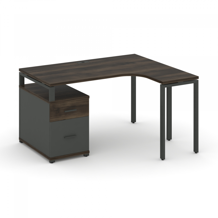 Concept Стол эргономичный с опорной тумбой CN.SA-302(R) A Дуб Мали/Антрацит/Металл Антрацит 1380/174