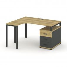 Concept Стол эргономичный с опорной тумбой CN.SA-301(L) A Дуб Винченцо/Антрацит/Металл Антрацит 1380