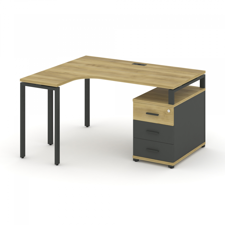 Concept Стол эргономичный с опорной тумбой CN.SA-301(L) A Дуб Винченцо/Антрацит/Металл Антрацит 1380