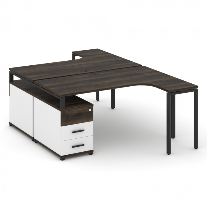 Concept Рабочая станция с двойной опорной тумбой CN.DSA-302 B Дуб Мали/Белый Бриллиант/Металл Черный