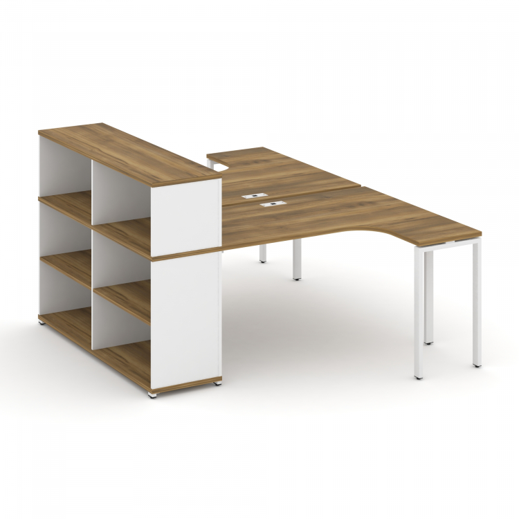 Concept Рабочая станция с опорным стеллажом с надставкой низ. CN.DSA-205 Сандал Янтарный/Белый Брилл
