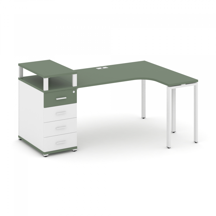 Concept Стол эргономичный CN.SA-406(R) W Кобо/Белый Бриллиант/Металл Белый 2000*1180*917