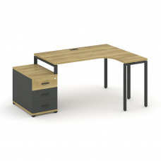 Concept Стол эргономичный с опорной тумбой CN.SA-301(R) A Дуб Винченцо/Антрацит/Металл Антрацит 1380