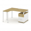 Concept Стол эргономичный с опорной тумбой CN.SA-302(L) W Дуб Винченцо/Белый Бриллиант/Металл Белый