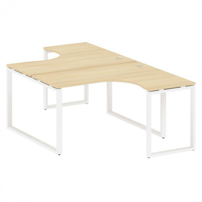 Metal System Рабочая станция криволинейная на О-образном м/к БО.РАС-СА-2.3 Акация Лорка/Металл Белый
