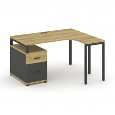 Concept Стол эргономичный с опорной тумбой CN.SA-304(R) A Дуб Винченцо/Антрацит/Металл Антрацит 1580